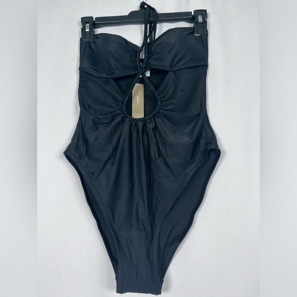 NWT J.Crew Size 6 One Piece  Cut Out Halter Swimsuit In Black - Picture 5 of 10